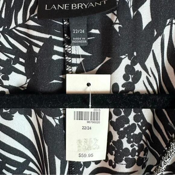 Lane Bryant Tunic Womens Vneck black white Beaded Trim Kimono kaftan plus size - Picture 2 of 7